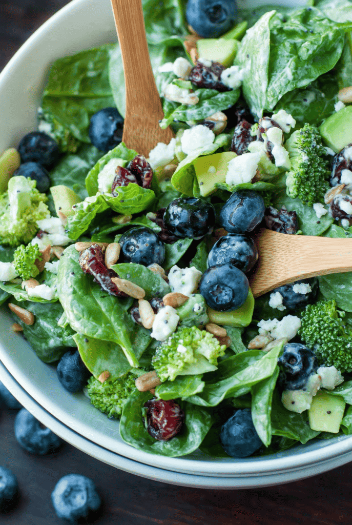 blueberry broccoli spinach salad